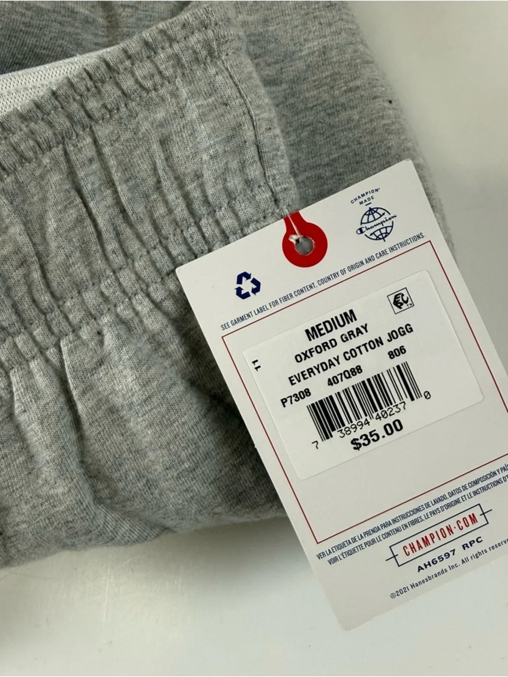 Champion Everyday Cotton Jogger Pants Mens Medium Gray Sweatpants Pockets NWT